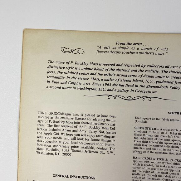 P Buckley Moss Adam and Amy Cross Stitch Pattern Chart 104 VTG 1983 Leaflet Farm - Picture 4 of 9